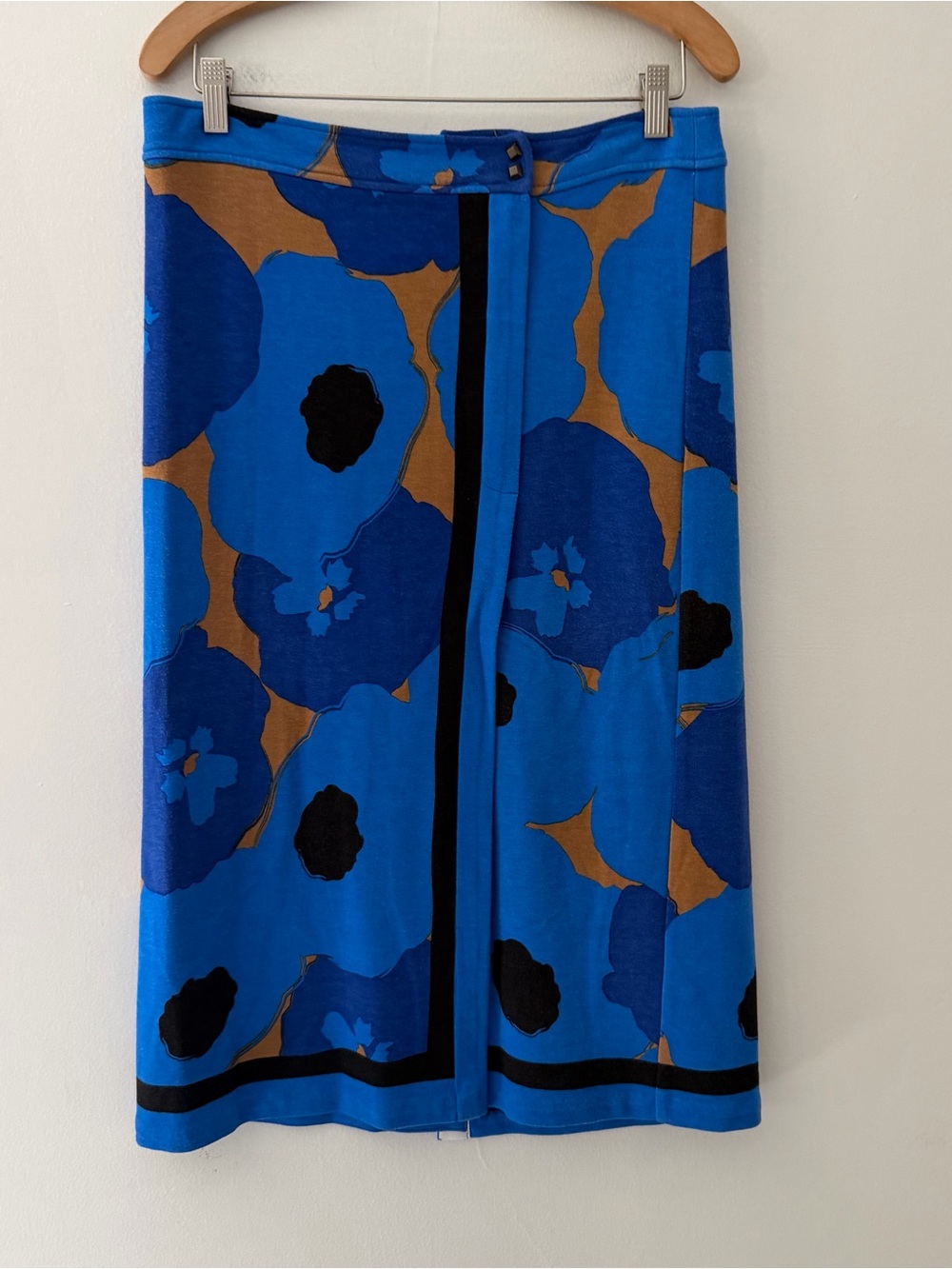 Tracy Reese Skirt Midi Wrap Straight Floral Cerulean Blue Size 8 Maximalist